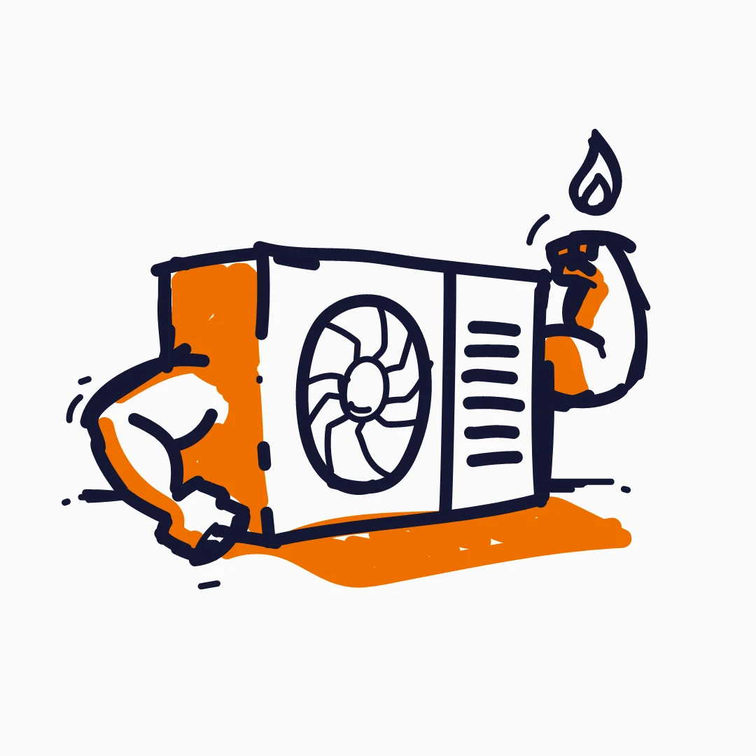 rhenag Kampagne Wärmewochen 2022: Heizgerät mit trainierten Armen